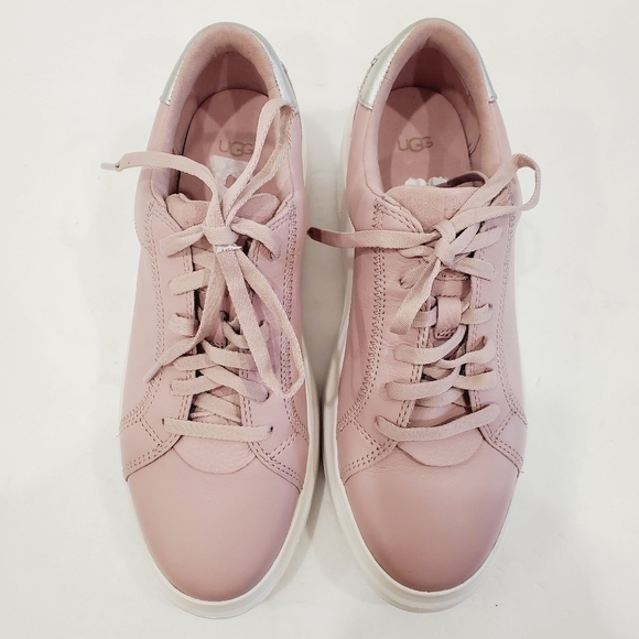 NEW UGG Scape Platform Sneakers Leather Lace Up Low Top Rose - Picture 3 of 6